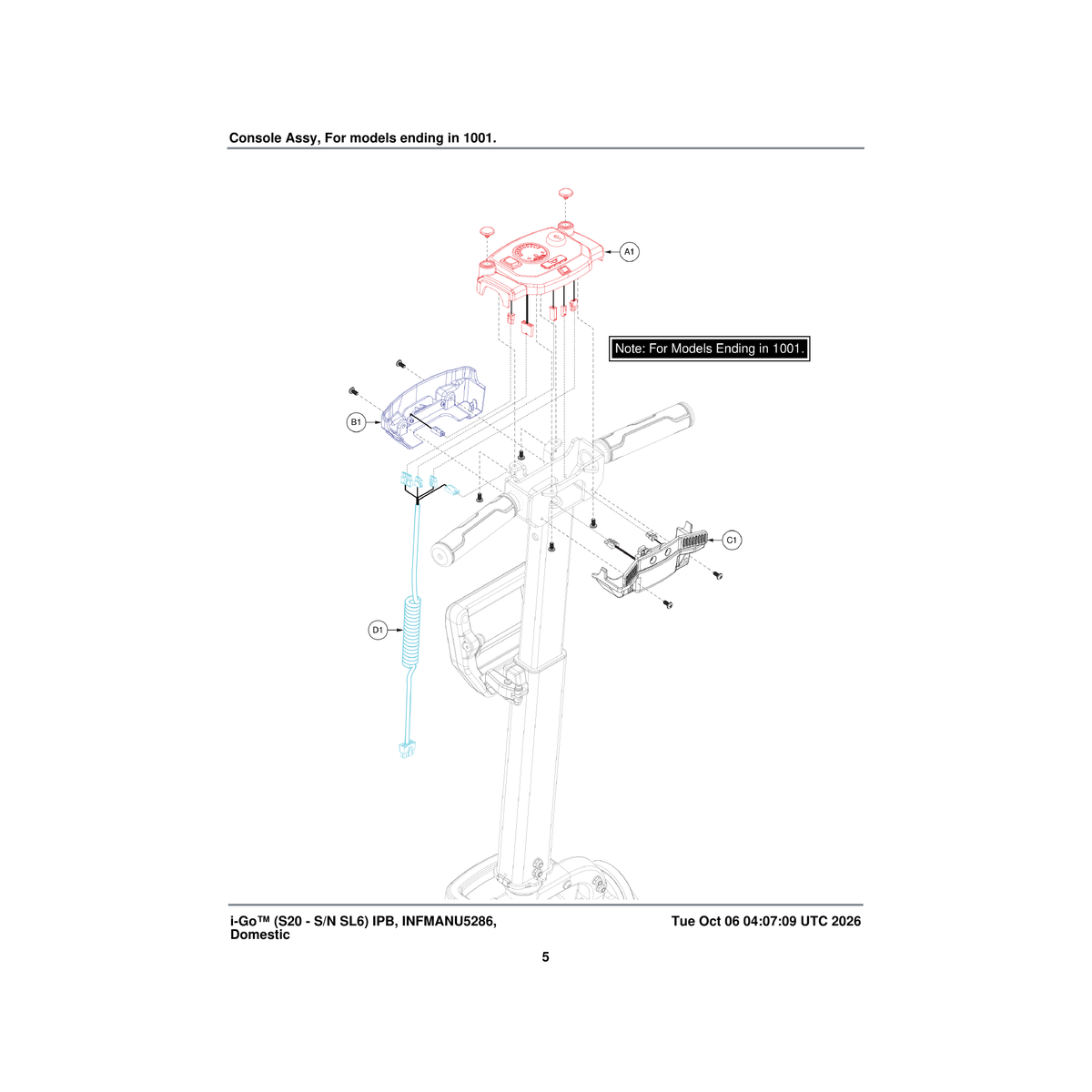 Pride Mobility ELE1905421 tiller harness parts diagram