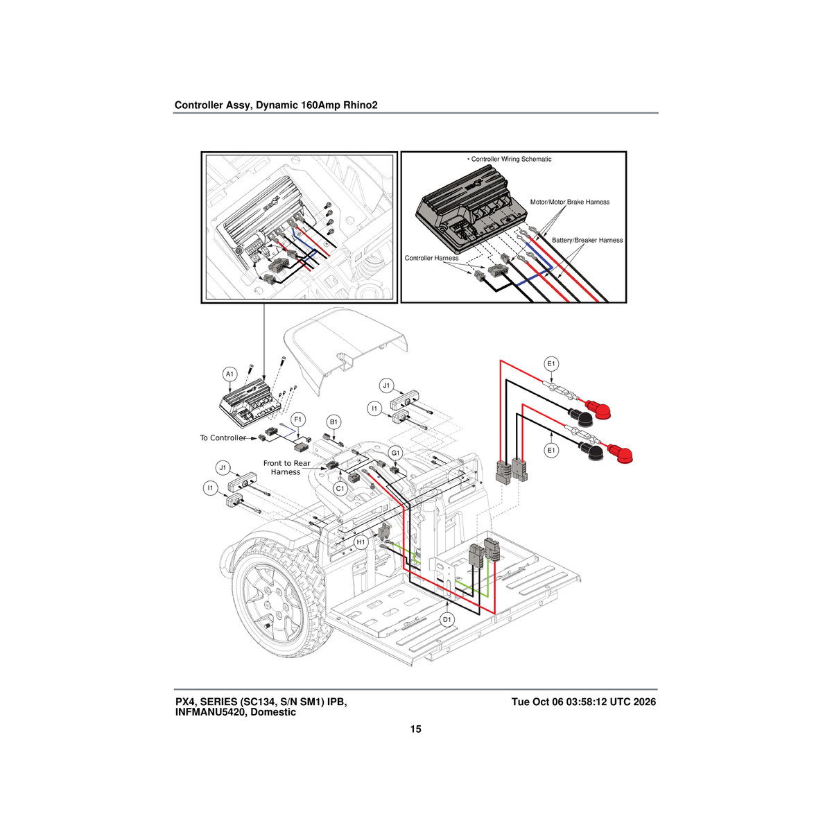 Pride Mobility ELE1905671 front to rear harness parts diagram