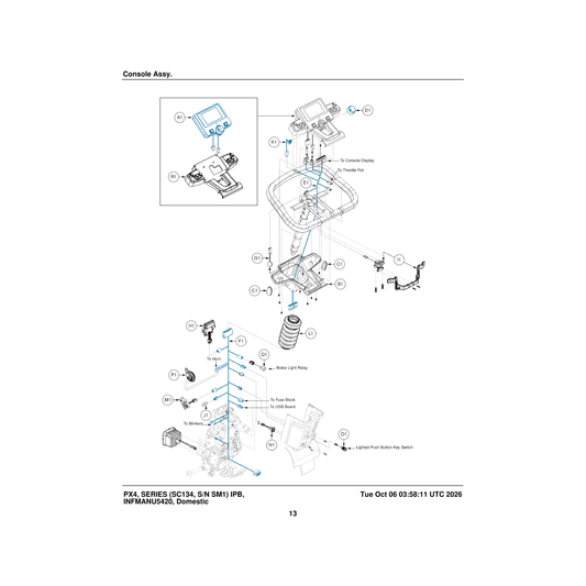 Pride Mobility ELE2000834 console programming switch harness parts diagram