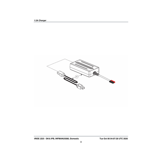 Pride Mobility ELE2001075 charger assembly complete black 36v/1.5a (90w) lithium parts diagram