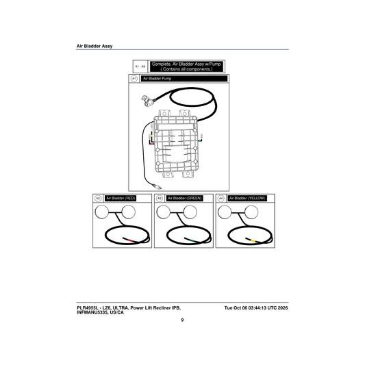 Pride Mobility ELE2104329 air bladder clear parts diagram