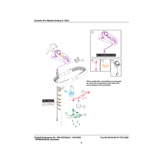 Pride Mobility ELE2104628 tiller harness parts diagram