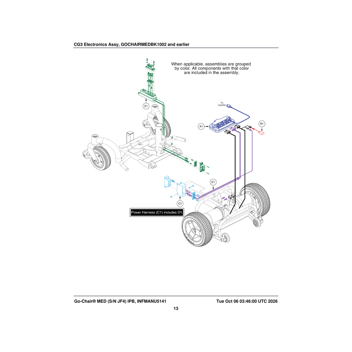 Pride Mobility ELE2105245 controller gc3 assembly 40 amp go chair med prg. lithium parts diagram