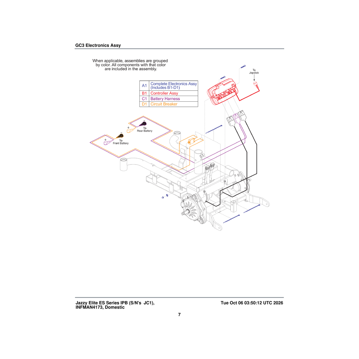 Pride Mobility ELE2105335 assembly gc3/lithium select elite gen2 offboard charger parts diagram