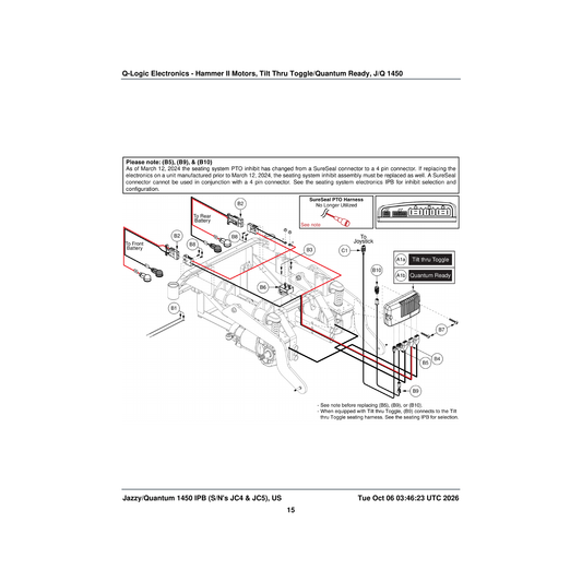Pride Mobility ELE2302311 harness pto extension 4 circuit minifit 500 parts diagram