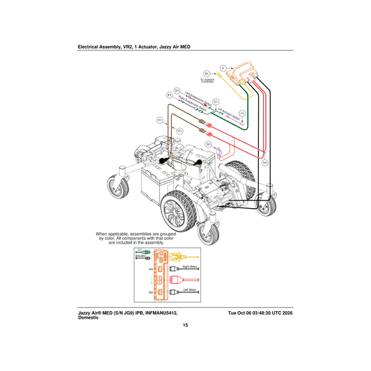 Pride Mobility ELE2302519 left suspension inhibit harness parts diagram