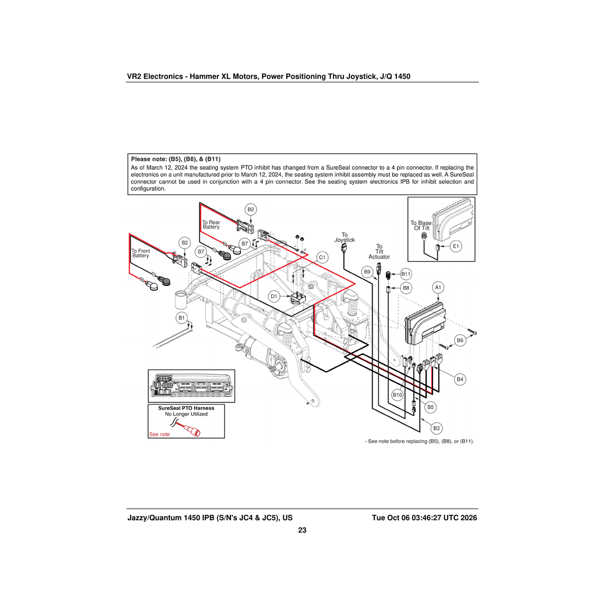 Pride Mobility ELE2305201 harness actuator interface molex to obc 500 parts diagram