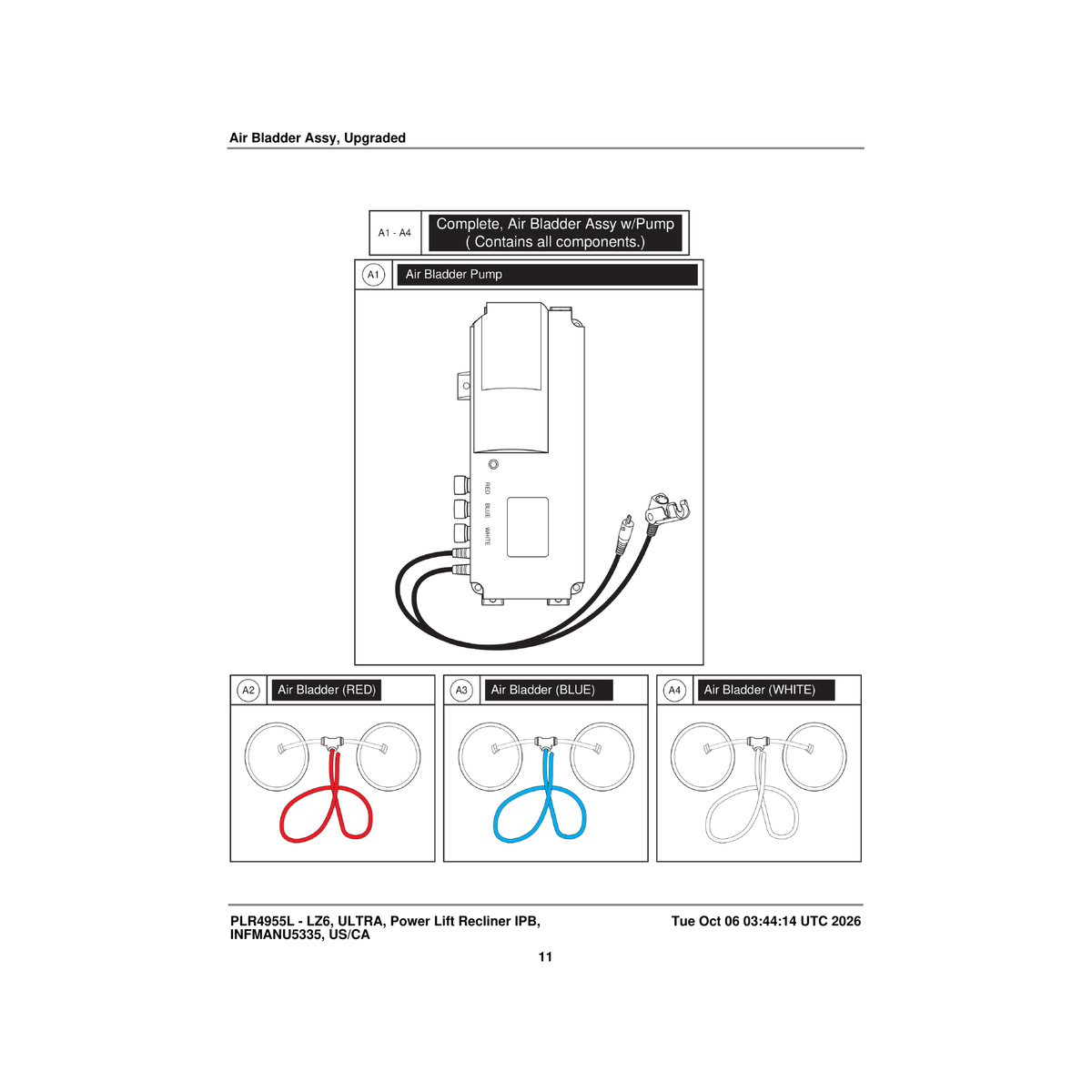 Pride Mobility ELE2400729 with pump air bladder assembly viva complete liftchair parts diagram