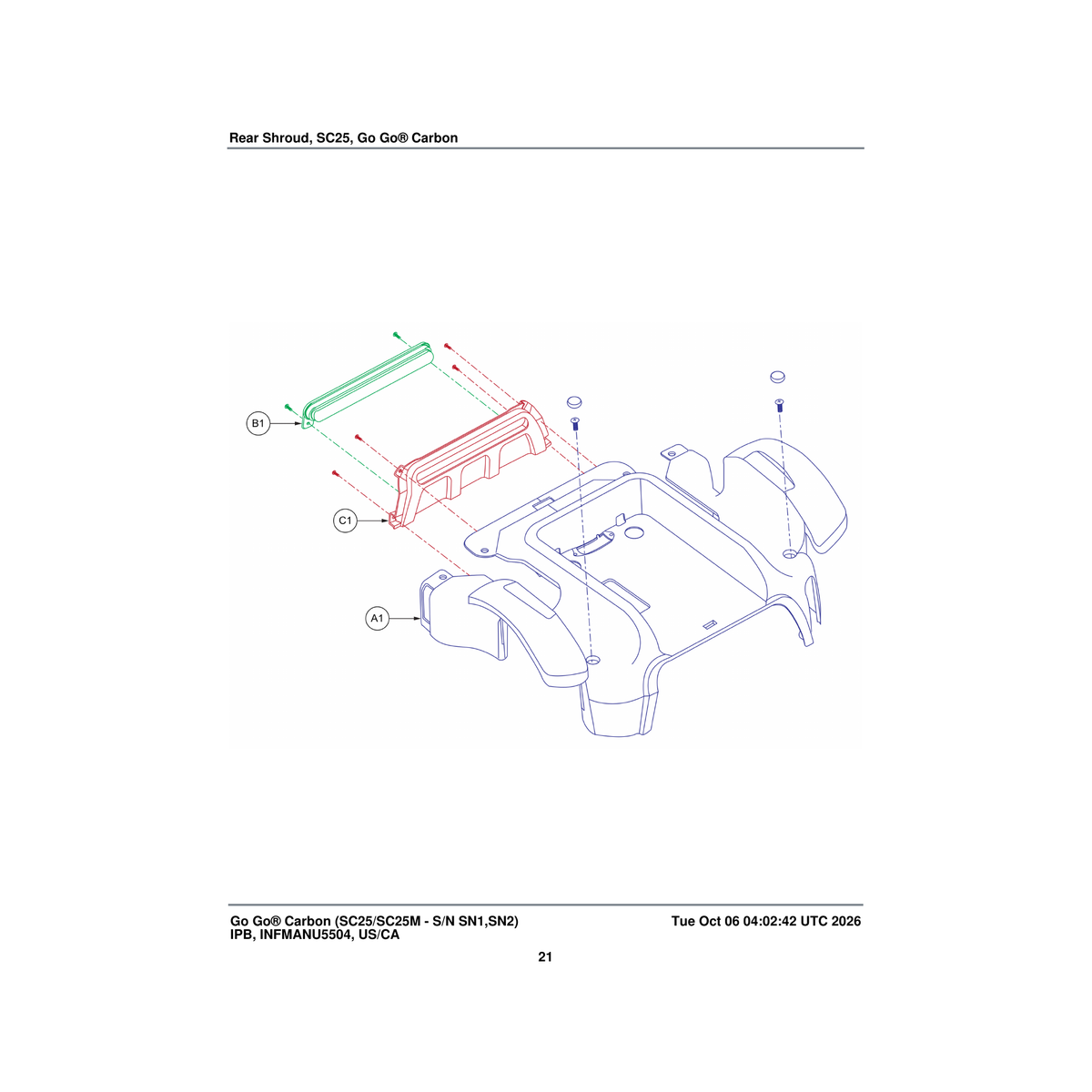 Pride Mobility ELE2402030 (innuovo: 3901-pa-024) rear light assembly parts diagram