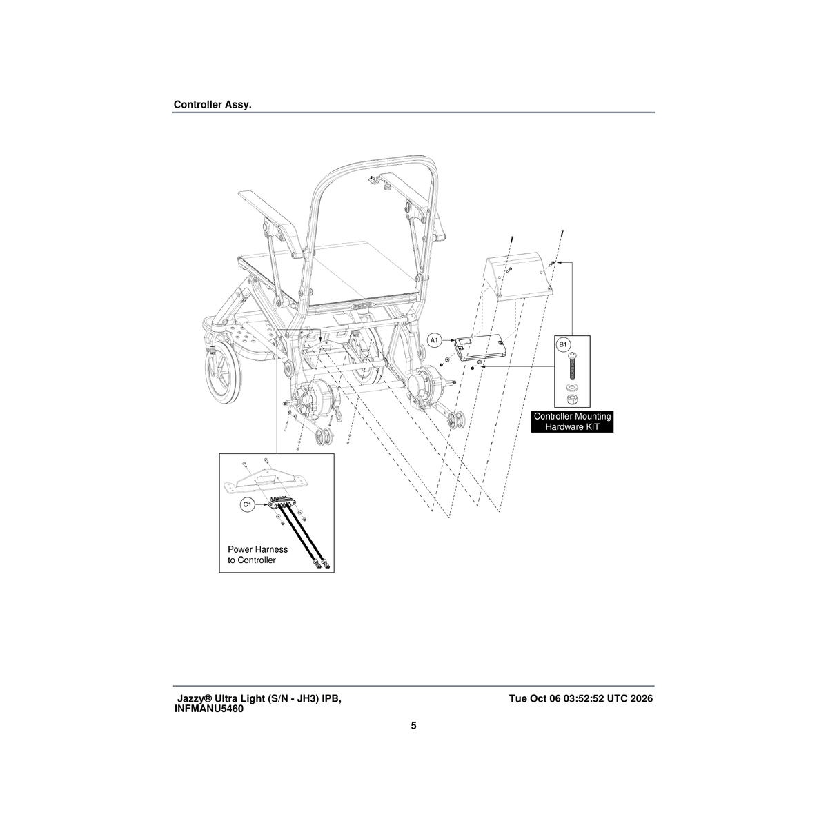 Pride Mobility ELE2403826 power harness parts diagram