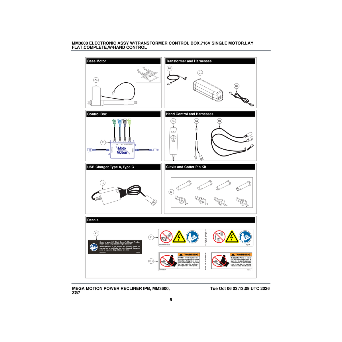 Pride Mobility ELE2404594 type a type c usb charger parts diagram