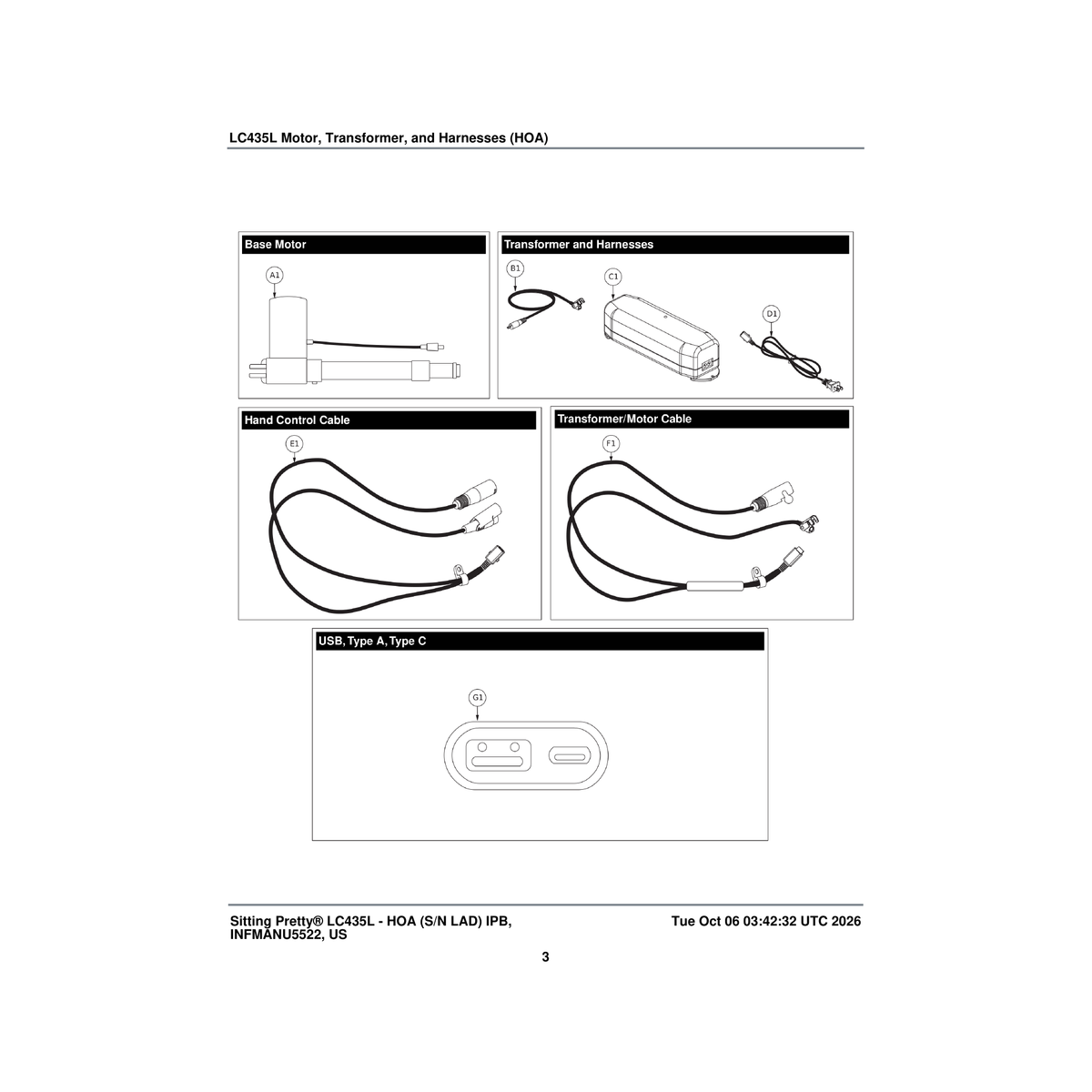 Pride Mobility ELE2405906 transformer/motor cable single motor chairs parts diagram