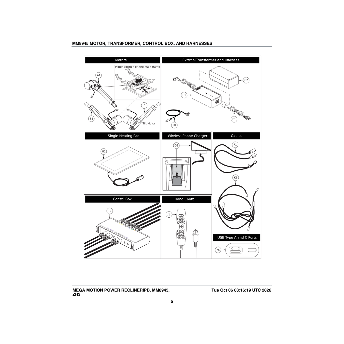 Pride Mobility ELE2501519 harness y-cable black mm8945 parts diagram