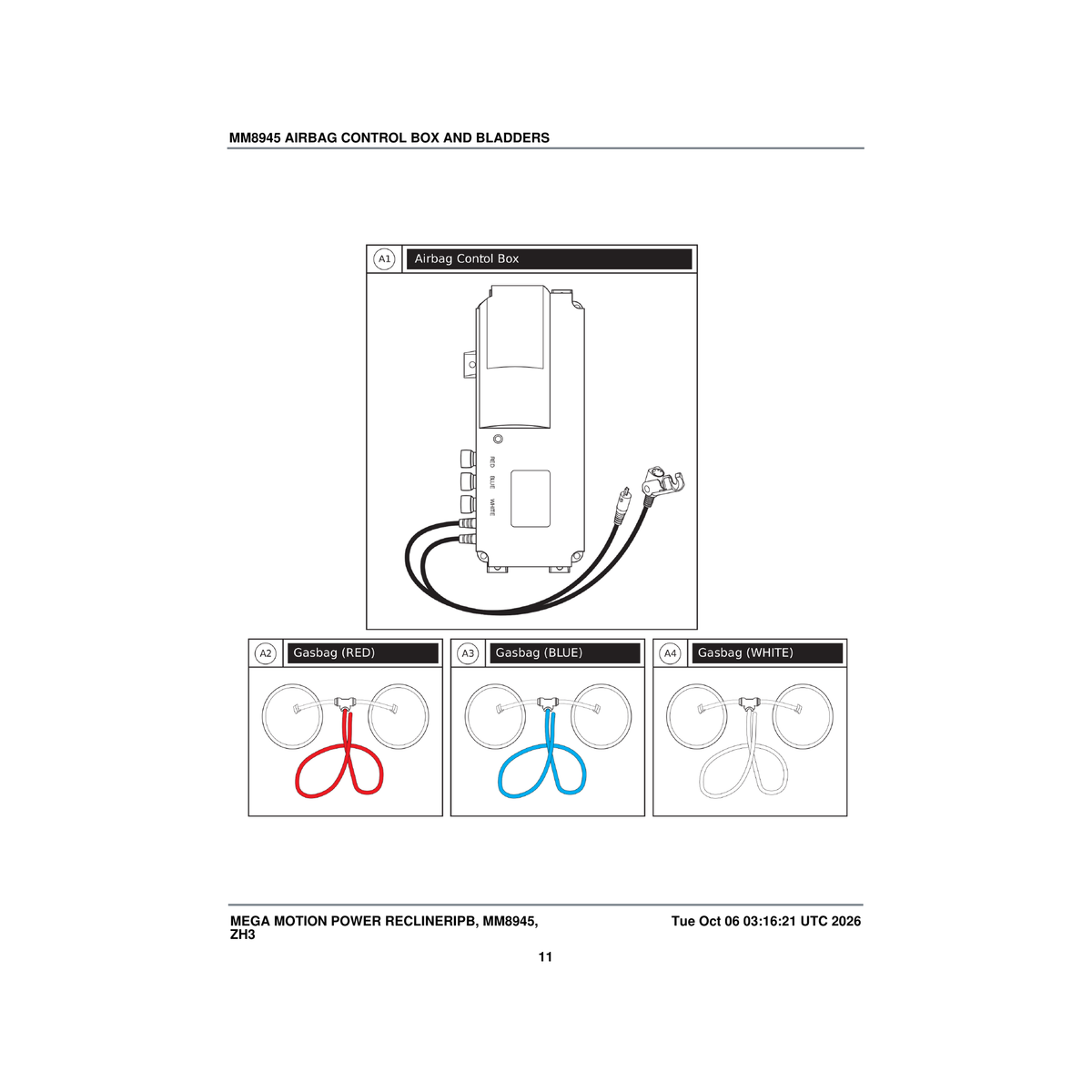 Pride Mobility ELE2502889 blue air bladder parts diagram