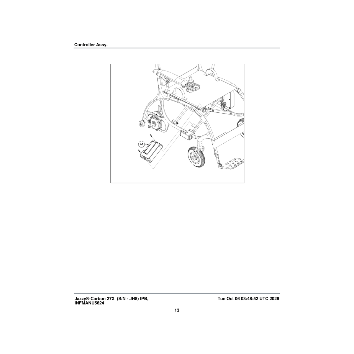 Pride Mobility ELE2506623 controller assembly vr2 40 amp jazzy carbon 27x parts diagram