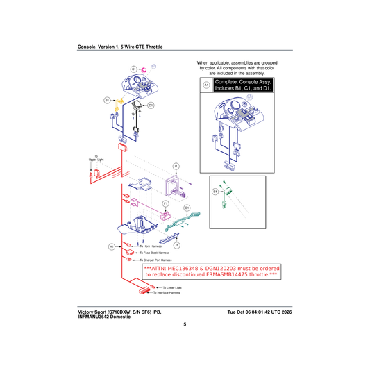 Pride Mobility ELEASMB5870 assembly console full light victory parts diagram