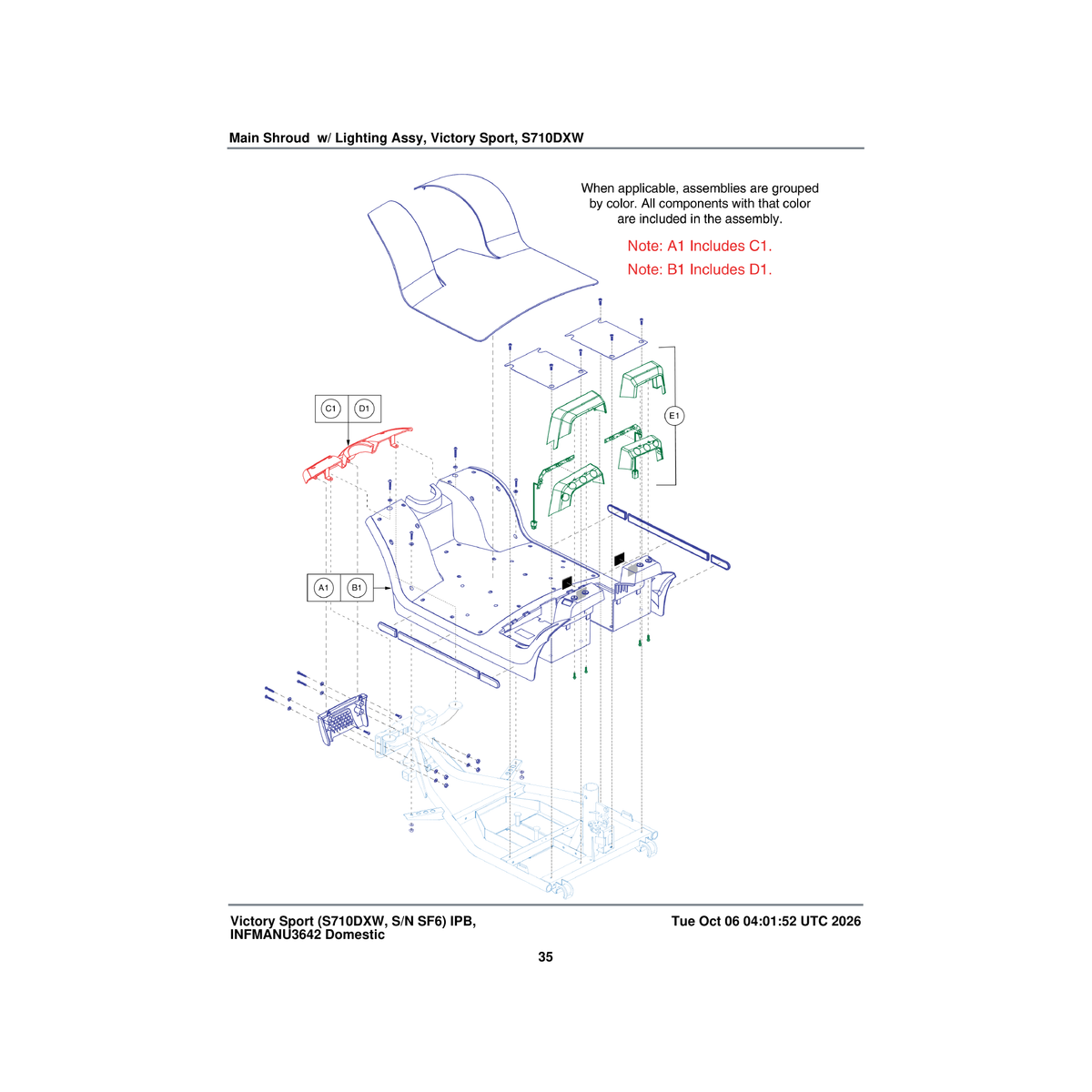Pride Mobility ELEASMB5907 rear lighting assembly economy victory parts diagram