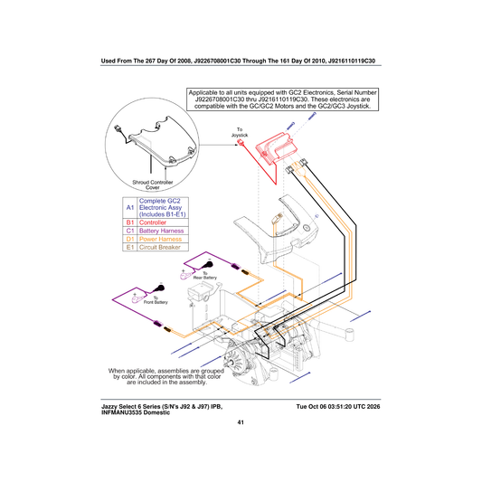 Pride Mobility ELEASMB6924 assembly gc2 jazzyselect6 offboard charger parts diagram