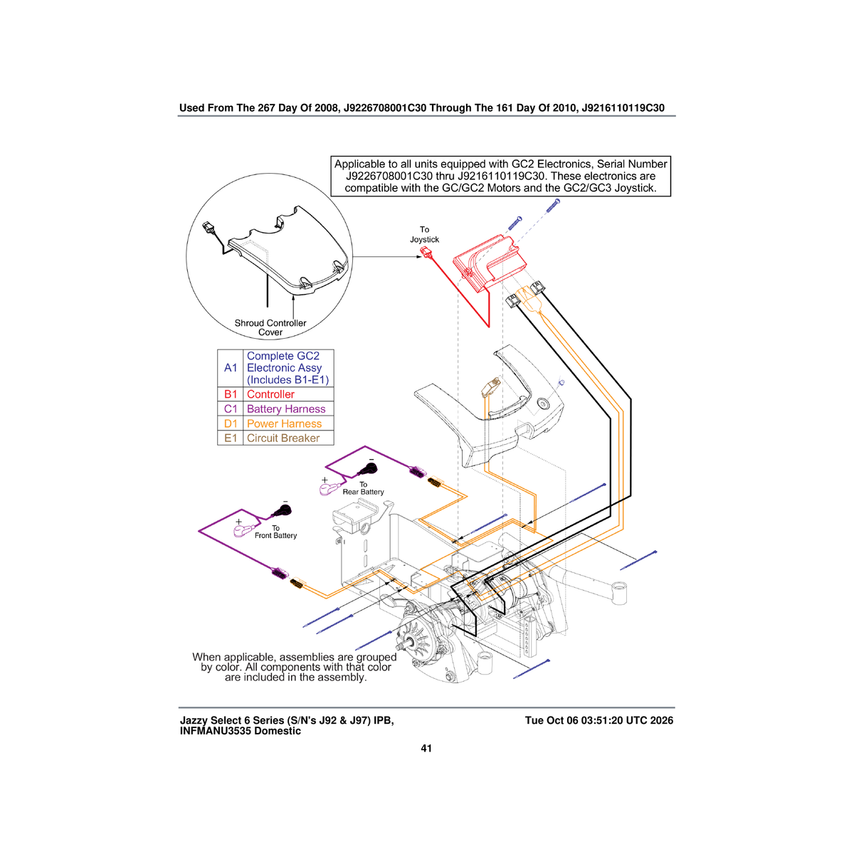 Pride Mobility ELEASMB6925 controller gc2 assembly 40 amp jazzyselect6 program parts diagram