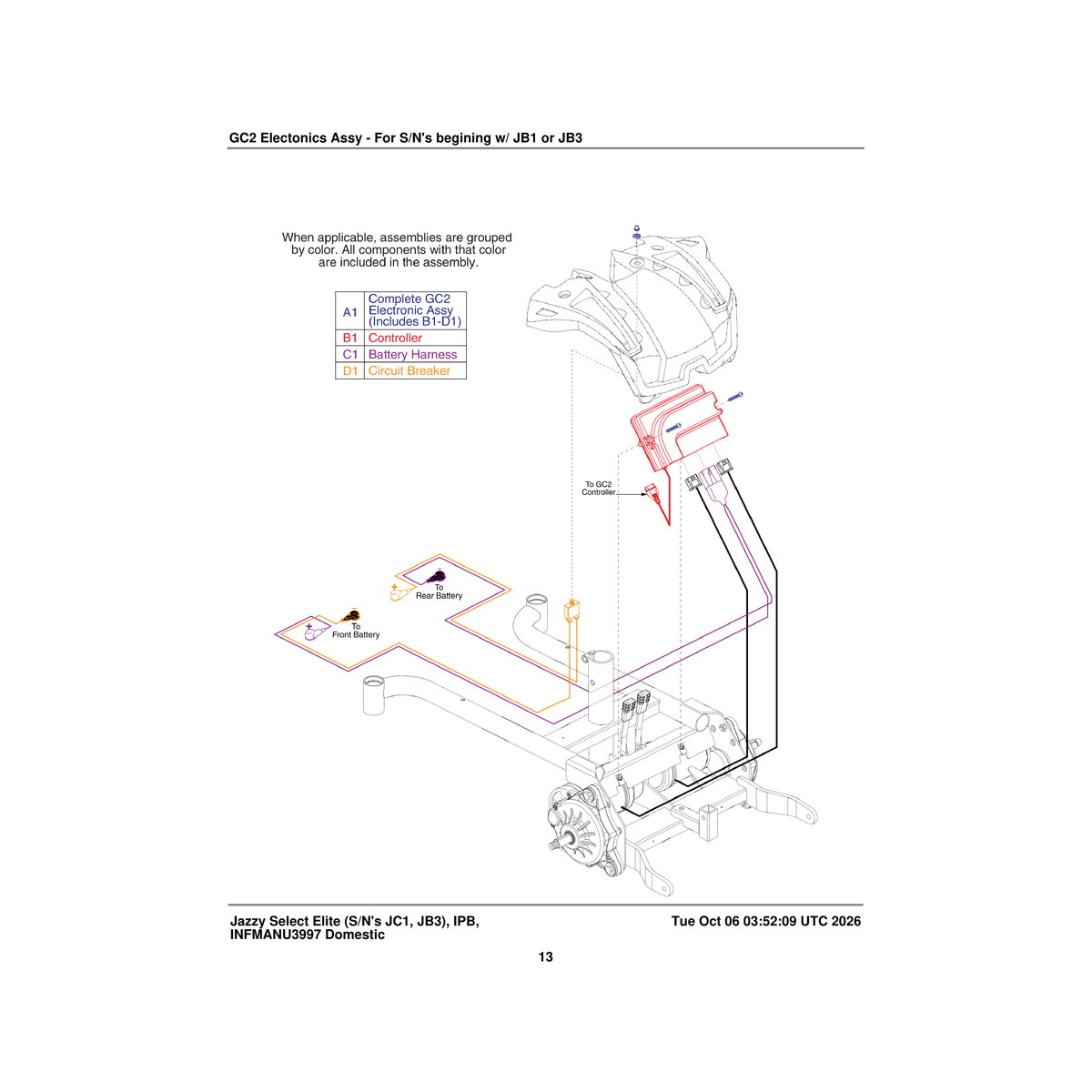 Pride Mobility ELEASMB6938 assembly gc2 select elite offboard charger parts diagram