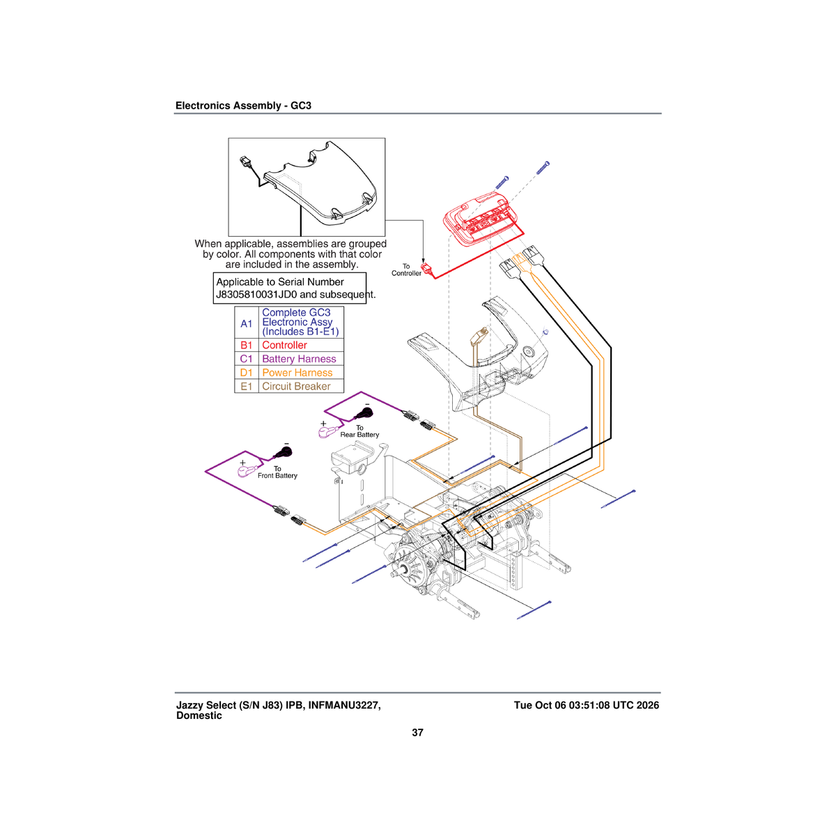 Pride Mobility ELEASMB6939 assembly gc3 jazzyselect offboard charger parts diagram