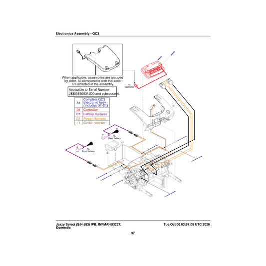 Pride Mobility ELEASMB6939 assembly gc3 jazzyselect offboard charger parts diagram