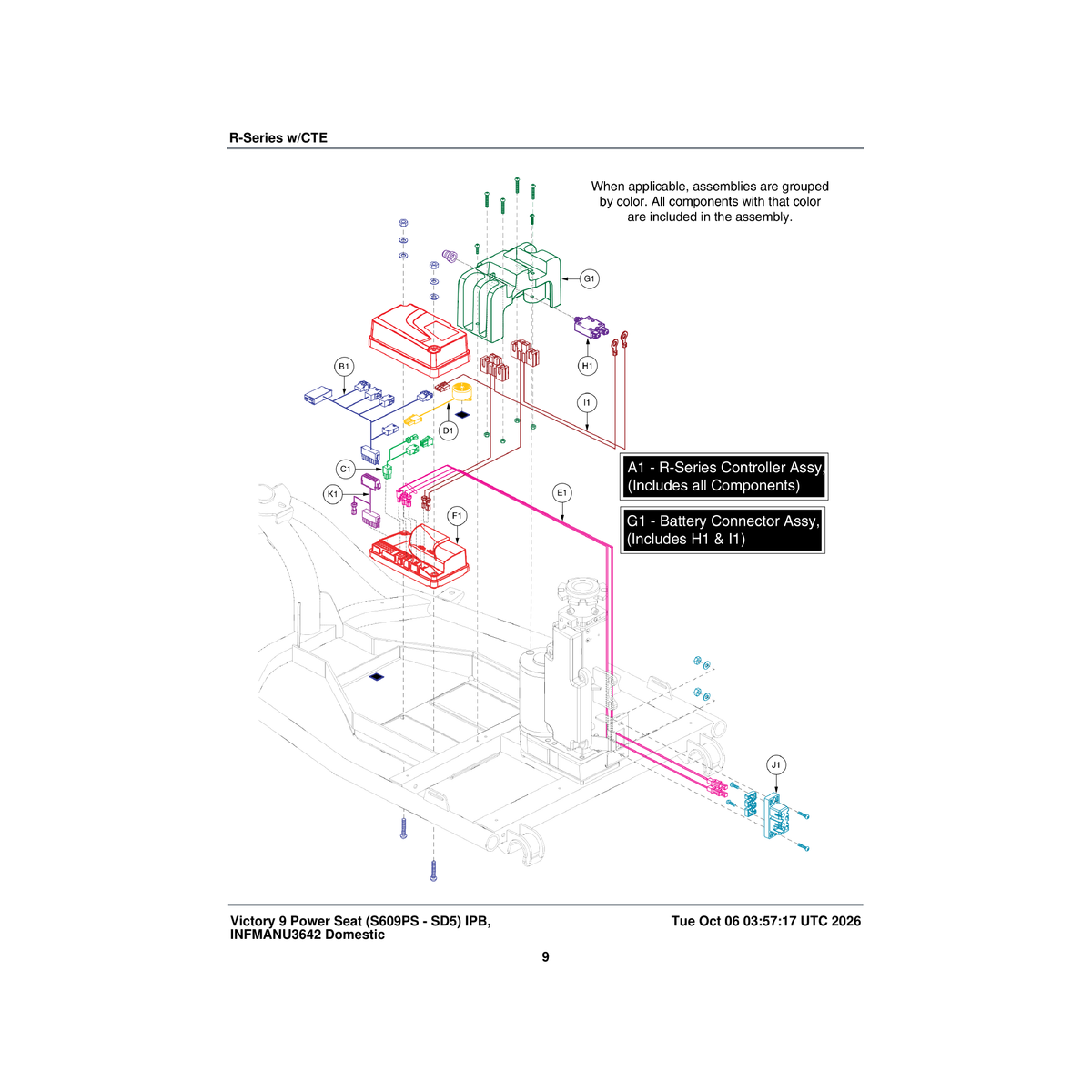 Pride Mobility ELEASMB6953 controller r-series assembly 90 amp for cte throttle pot parts diagram