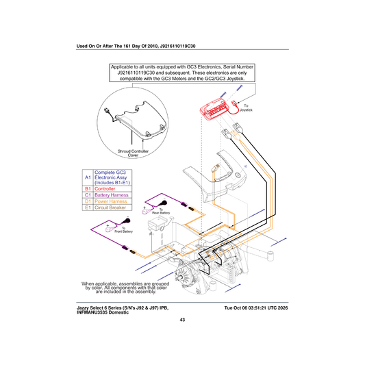 Pride Mobility ELEASMB6990 assembly gc3 jazzy select 6 offboard charger parts diagram