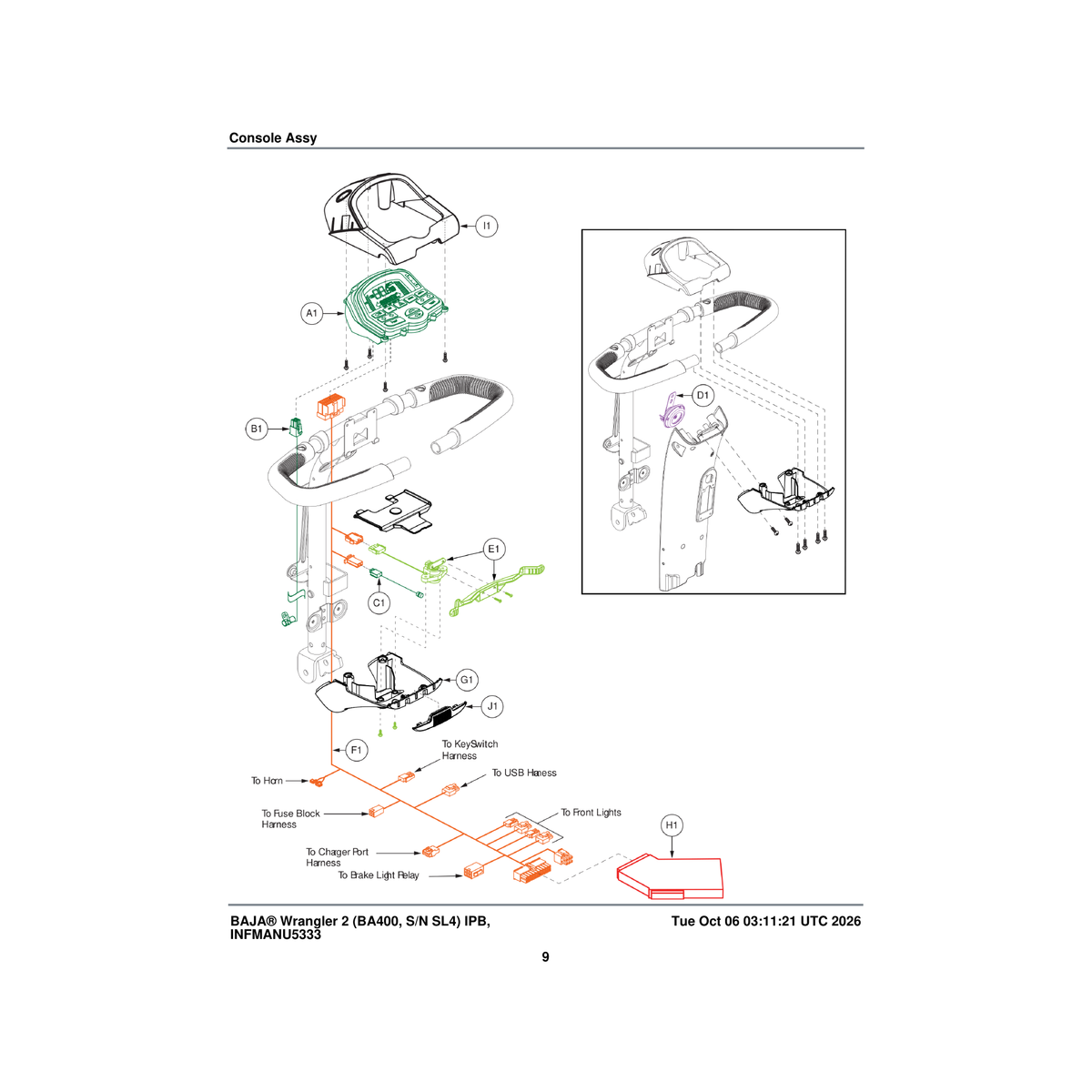 Pride Mobility ELEASMB7002 assembly console lcd display parts diagram