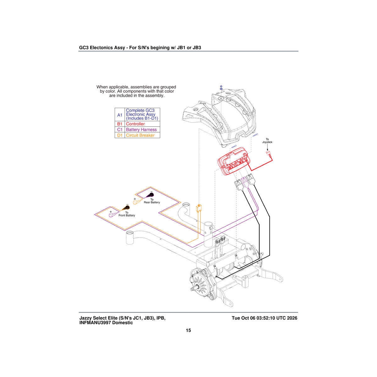 Pride Mobility ELEASMB7083 assembly gc3 select elite offboard charger parts diagram
