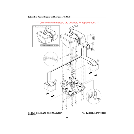 Pride Mobility ELECBRK1003 circuit breaker 20amp parts diagram