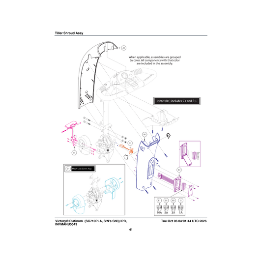 Pride Mobility ELEFUSE1011 fuse 10 amp ato (automotive type) (littelfuse: 257010) parts diagram