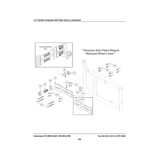Pride Mobility FRMASMB11228 axle plate frame assembly amputee 1.5a° camber litestreamxf parts diagram