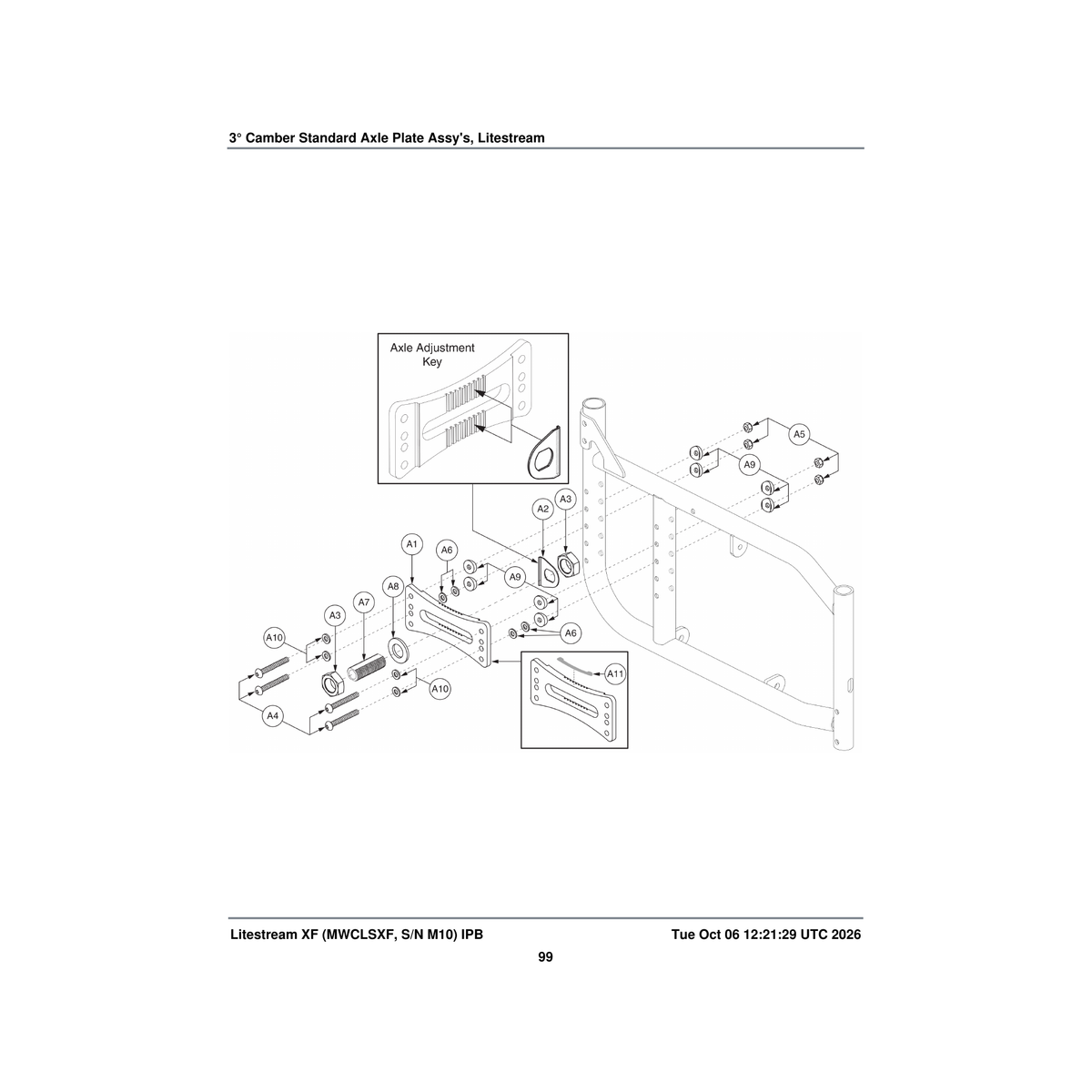 Pride Mobility FRMASMB11229 axle plate frame assembly 3.0a° camber litestreamxf parts diagram