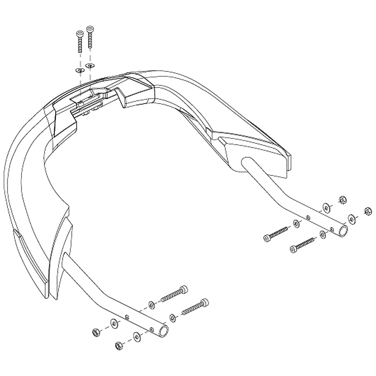 Pride Mobility (FRMASMB11400), complete front bumper assembly for 3-wheel Victory 10 scooters.
