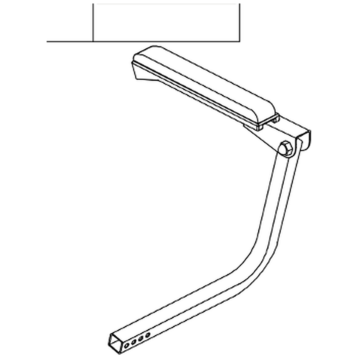 Pride Mobility (FRMASMB12301), Pride parts diagram of the foldable molded plastic seat showing the black right armrest assembly, item B2.