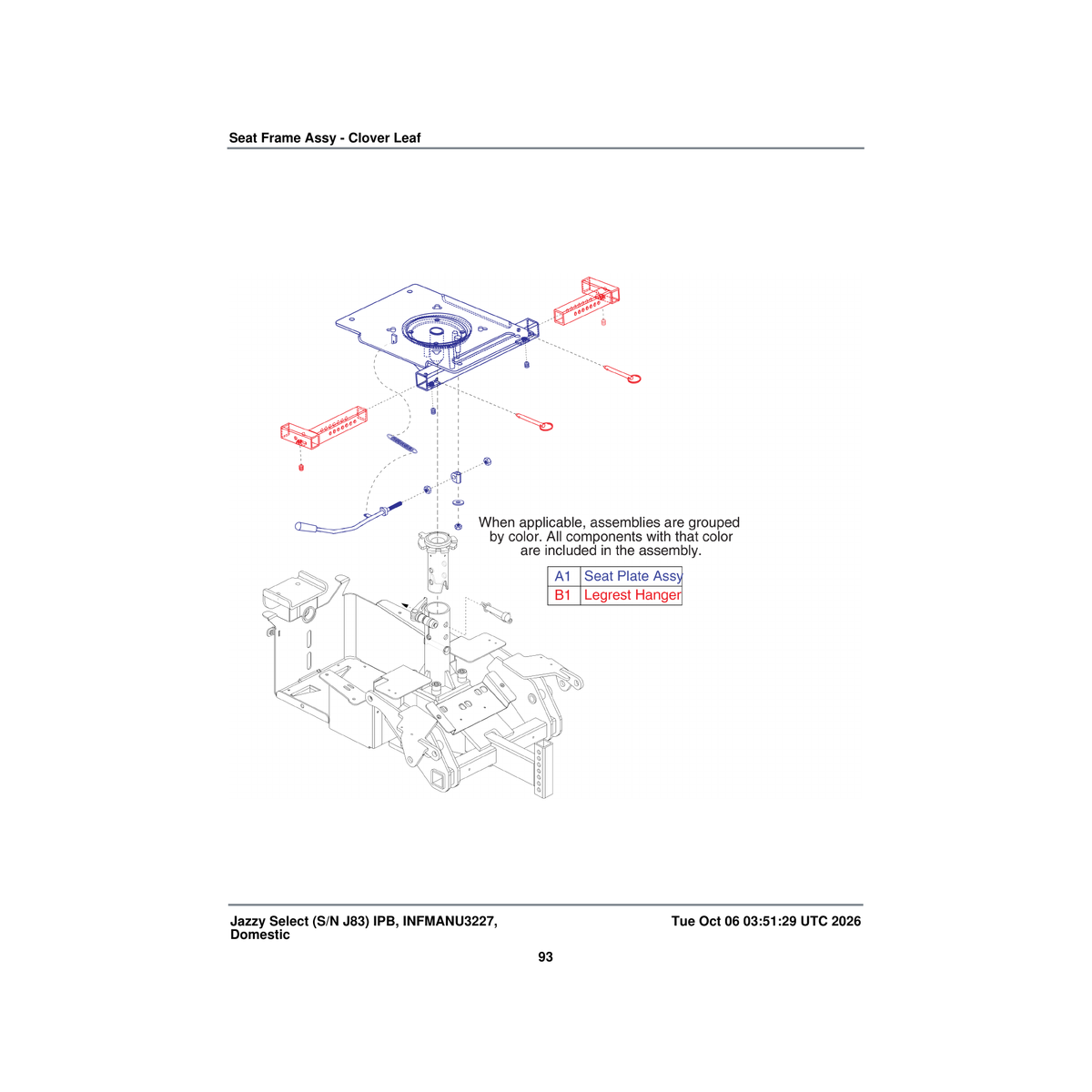 Pride Mobility FRMASMB12544 elr/sa ready legrest hanger receiver assembly parts diagram