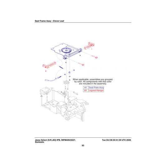 Pride Mobility FRMASMB12544 elr/sa ready legrest hanger receiver assembly parts diagram