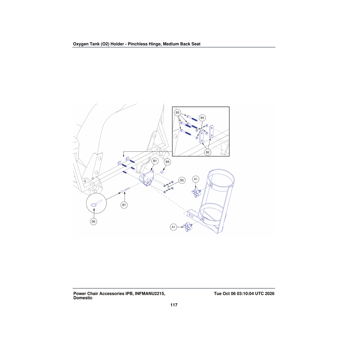 Pride Mobility FRMASMB1269 with accessory bracket oxygen holder assembly parts diagram