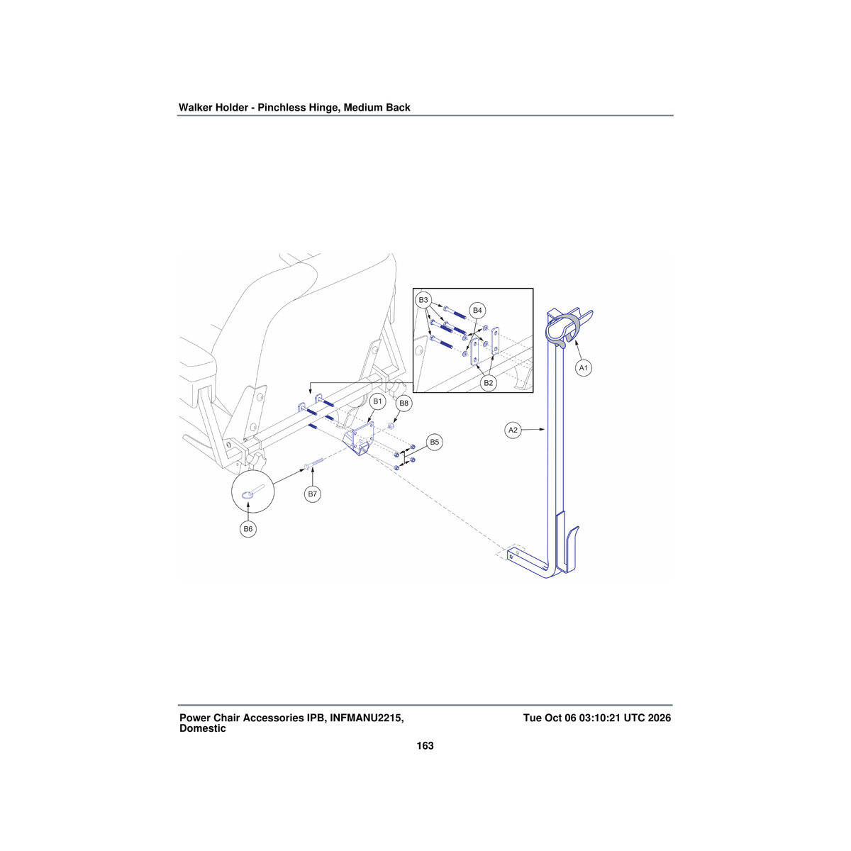 Pride Mobility FRMASMB1271 with accessory bracket walker holder assembly parts diagram