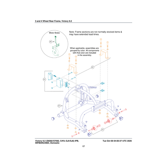 Pride Mobility FRMASMB12867 lever freewheel assembly parts diagram