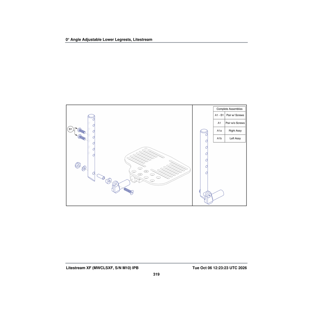 Pride Mobility FRMASMB12897 0a° legrest assembly short black aluminum angle adjustable parts diagram