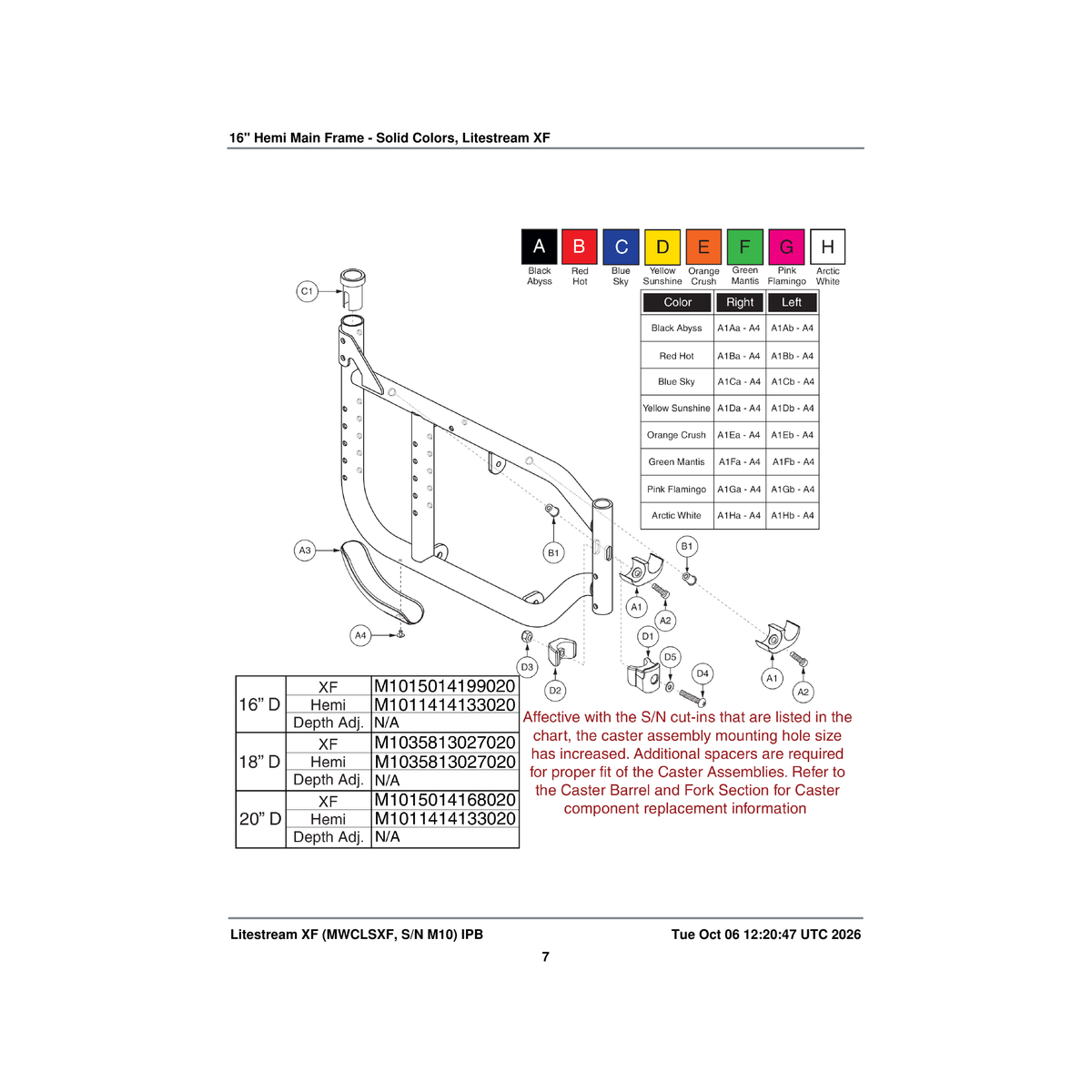 Pride Mobility FRMASMB13346 arctic white frame assembly 16 inch d litestreamxf hemi with parts diagram