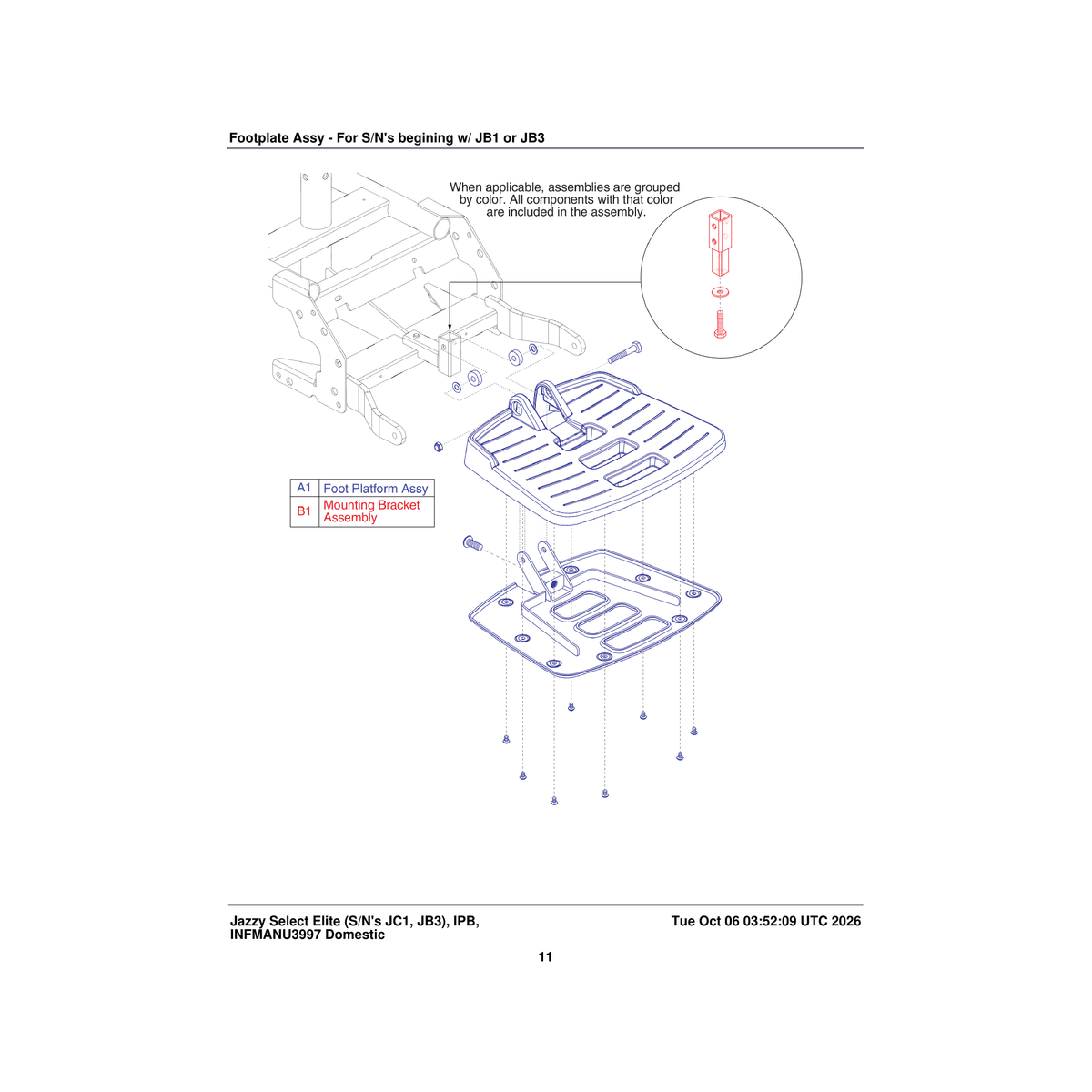 Pride Mobility FRMASMB14293 with mounting hardware foot platform assembly large stamped parts diagram