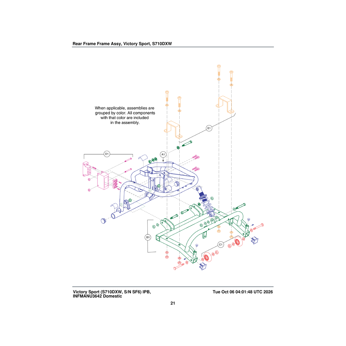 Pride Mobility FRMASMB14480 trail arm frame assembly with steel bodied shocks victory deluxe parts diagram
