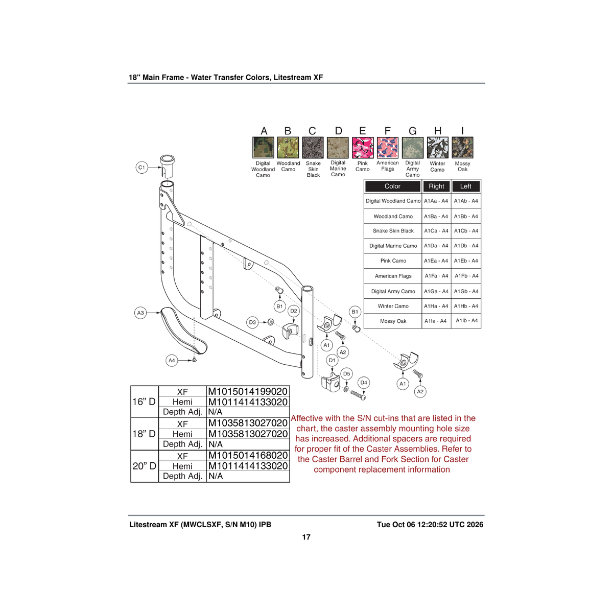 Pride Mobility FRMASMB14809 digital woodland camo frame assembly 18 inch d litestreamxf parts diagram