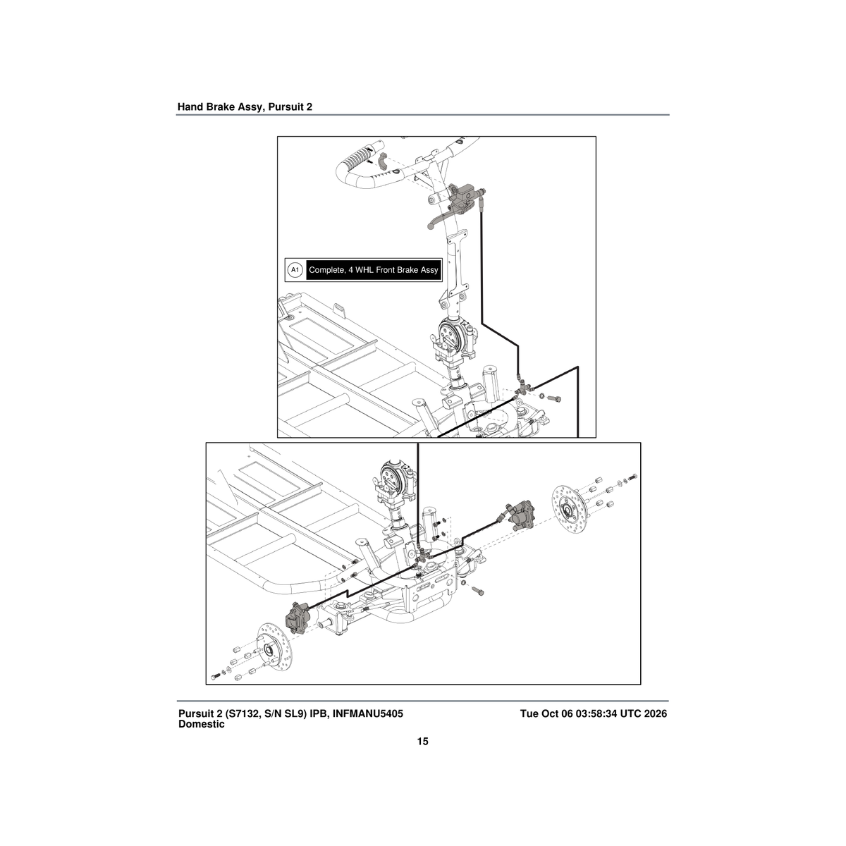 Pride Mobility FRMASMB15312 hydraulic handbrake assembly with lever right parts diagram