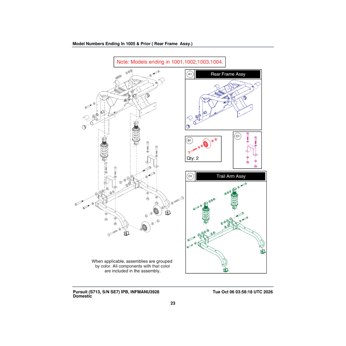 Pride Mobility FRMASMB15316 rear frame assembly parts diagram