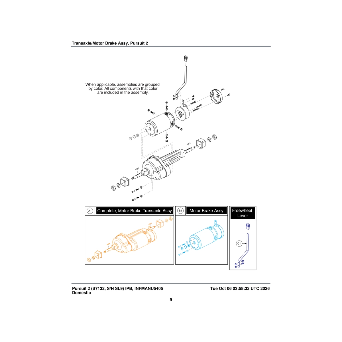 Pride Mobility FRMASMB15320 lever freewheel assembly parts diagram