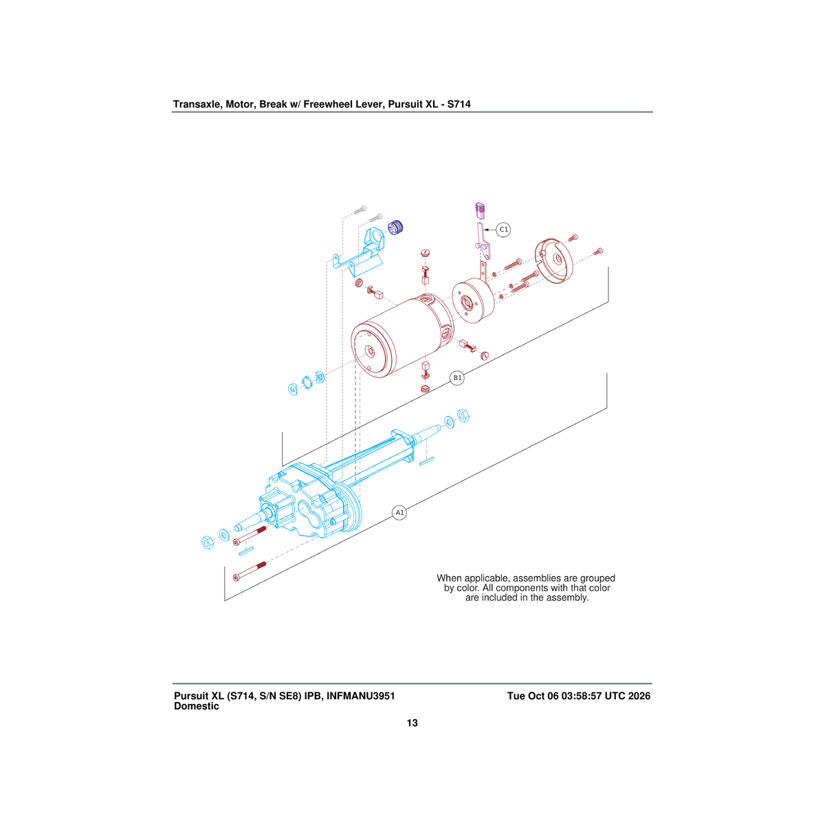 Pride Mobility FRMASMB15863 lever freewheel assembly parts diagram
